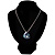 Blue Fancy Teardrop-Shaped Enamel Pendant (Silver Tone) - view 4