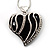 Silver Tone Black Glass Heart Pendant