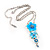 Stunning Blue Enamel Floral Drop Pendant Necklace - view 4