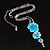 Stunning Blue Enamel Floral Drop Pendant Necklace - view 3