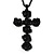 Long Black Rose Cross Pendant