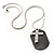 Clear Crystal Cross Dog Tag Pendant (Silver&Black Tone) - view 4