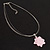 Silver Tone Pink Rose Wire Choker Necklace - view 5
