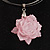 Silver Tone Pink Rose Wire Choker Necklace - view 2