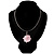 Silver Tone Pink Rose Wire Choker Necklace