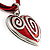 Red Enamel Heart Cotton Cord Pendant (Silver Tone) - view 4
