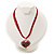 Red Enamel Heart Cotton Cord Pendant (Silver Tone) - view 2