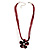 Burgundy Red Enamel Flower Cord Pendant Necklace - view 6
