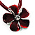 Burgundy Red Enamel Flower Cord Pendant Necklace