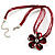 Burgundy Red Enamel Flower Cord Pendant Necklace - view 2
