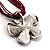 Burgundy Red Enamel Flower Cord Pendant Necklace - view 5