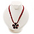 Burgundy Red Enamel Flower Cord Pendant Necklace - view 3