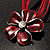 Burgundy Red Enamel Flower Cord Pendant Necklace - view 7
