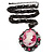 Pink Crystal Cameo 'Lady With Flowers' Oval Pendant (Black Tone) - view 7