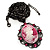 Pink Crystal Cameo 'Lady With Flowers' Oval Pendant (Black Tone) - view 4
