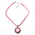 Pink Crystal Enamel Medallion Cotton Cord Pendant (Silver Tone) -38cm - view 6