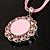 Pink Crystal Enamel Medallion Cotton Cord Pendant (Silver Tone) -38cm - view 8