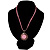Pink Crystal Enamel Medallion Cotton Cord Pendant (Silver Tone) -38cm - view 4