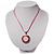 Pink Crystal Enamel Medallion Cotton Cord Pendant (Silver Tone) -38cm - view 9