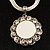 Milk White Crystal Enamel Medallion Cotton Cord Pendant (Silver Tone) -38cm - view 5