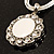 Milk White Crystal Enamel Medallion Cotton Cord Pendant (Silver Tone) -38cm - view 4
