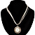Milk White Crystal Enamel Medallion Cotton Cord Pendant (Silver Tone) -38cm - view 3