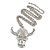Diamante Skull With Horns Pendant Necklace (Rhodium Plated) - 60cm - view 2