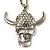 Diamante Skull With Horns Pendant Necklace (Rhodium Plated) - 60cm - view 9