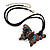 Multicoloured Glass Butterfly Suede Cord Pendant - 42cm - view 2