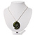 Olive Green Glass Snail Pendant Necklace (Silver Tone) - view 3