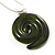 Olive Green Glass Snail Pendant Necklace (Silver Tone) - view 6
