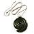 Olive Green Glass Snail Pendant Necklace (Silver Tone) - view 2