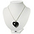 Black & White Puffed Glass Heart Pendant (Silver Tone) - view 3