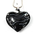 Black & White Puffed Glass Heart Pendant (Silver Tone) - view 2