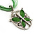 Lime Green Enamel Cotton Cord Butterfly Pendant Necklace (Silver Tone) - 40cm Length - view 4