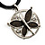 Dark Grey Enamel Cotton Cord Butterfly Pendant Necklace (Silver Tone) - 40cm Length - view 3
