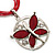 Bright Red Enamel Cotton Cord Butterfly Pendant Necklace (Silver Tone) - 40cm Length - view 3
