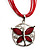 Bright Red Enamel Cotton Cord Butterfly Pendant Necklace (Silver Tone) - 40cm Length - view 5
