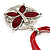 Bright Red Enamel Cotton Cord Butterfly Pendant Necklace (Silver Tone) - 40cm Length - view 4