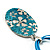 Light Blue Enamel Floral Oval Pendant With Cotton Cord (Silver Tone) - 38cm Length - view 3