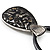 Black Enamel Textured Oval Pendant With Cotton Cord Necklace ( Silver Tone) - 37cm Length - view 3