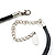 Black Enamel Textured Oval Pendant With Cotton Cord Necklace ( Silver Tone) - 37cm Length - view 6