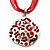 Bright Red Enamel Crystal Oval Pendant With Cotton Cord (Silver Tone) - 38cm Length - view 9