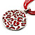 Bright Red Enamel Crystal Oval Pendant With Cotton Cord (Silver Tone) - 38cm Length - view 10