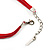 Bright Red Enamel Crystal Oval Pendant With Cotton Cord (Silver Tone) - 38cm Length - view 5
