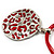Bright Red Enamel Crystal Oval Pendant With Cotton Cord (Silver Tone) - 38cm Length - view 4