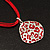 Bright Red Enamel Crystal Oval Pendant With Cotton Cord (Silver Tone) - 38cm Length - view 7