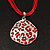 Bright Red Enamel Crystal Oval Pendant With Cotton Cord (Silver Tone) - 38cm Length - view 6