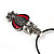 Marcasite Red Enamel Owl On Black Leather Cord Necklace - 40cm Length - view 7
