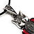 Marcasite Red Enamel Owl On Black Leather Cord Necklace - 40cm Length - view 4